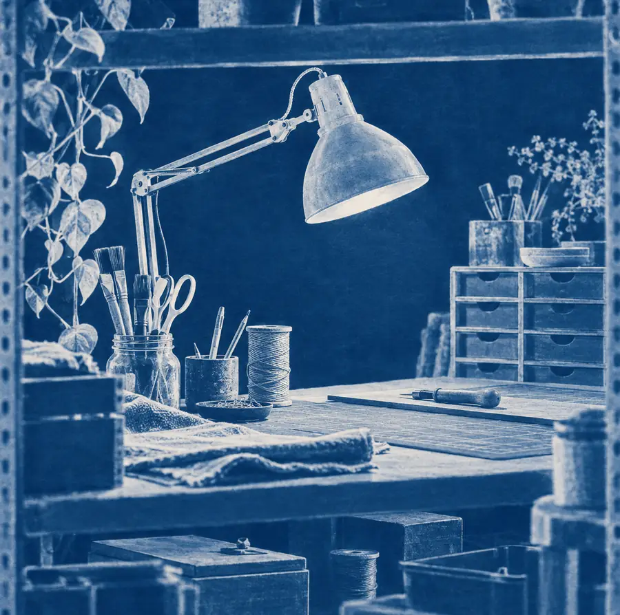 Illustration of owner-operated businesses equipment and workspace