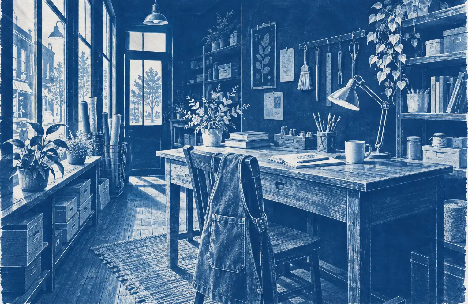 Illustration of owner-operated businesses and their working space